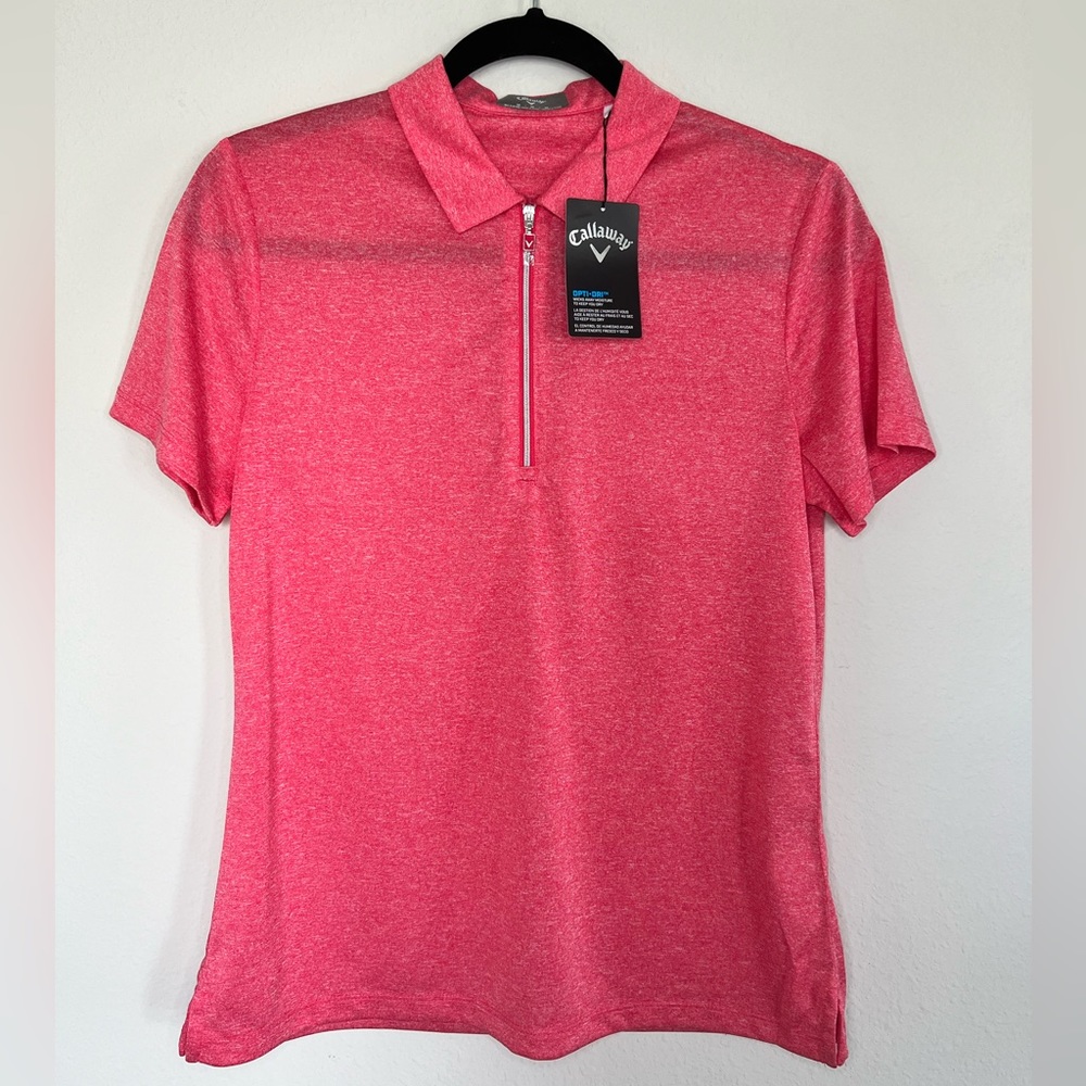 036. NWT Callaway Opti-Dry Pink Ladies Golf Polo - Size Medium